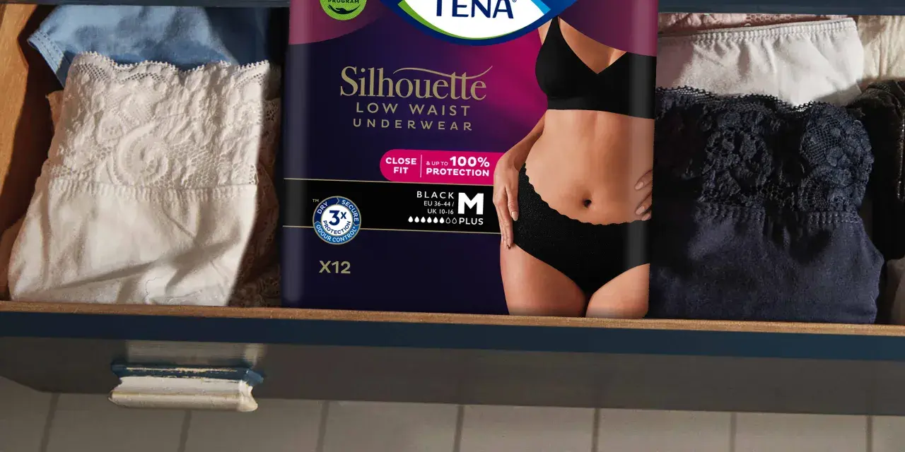 TENA Silhouette – dyskretne rozwiązanie dla kobiet z nietrzymaniem moczu. Niewidoczne pod ubraniem, zapewniające komfort i ochronę.