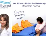 Lekarka radzi na moczenie nocne u 7 latka. Smutna dziewczynka siedzi na łóżku.
